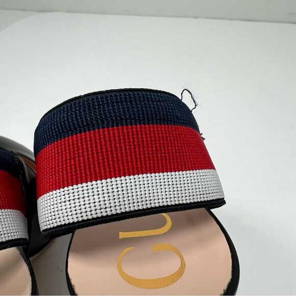 GUCCI WEB SLINGBACK BLACK LEATHER 3.25" HEELS PUMP SHOES 38.5 / US 8.5 - Picture 9 of 10